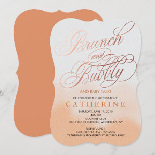 Rose gold faux Foil, Brunch & Bubbly Baby Shower Invitation