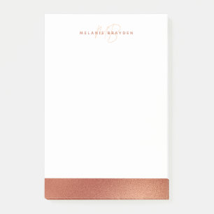 Rose Gold Faux Foil Minimalist Two Monogram Name Post-it Notes