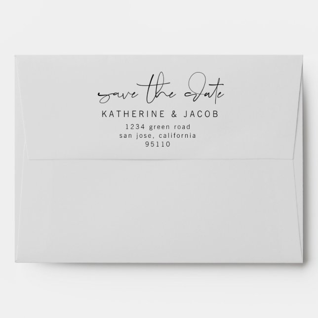 Rose gold faux foil tropical save the date envelope (Back (Top Flap))