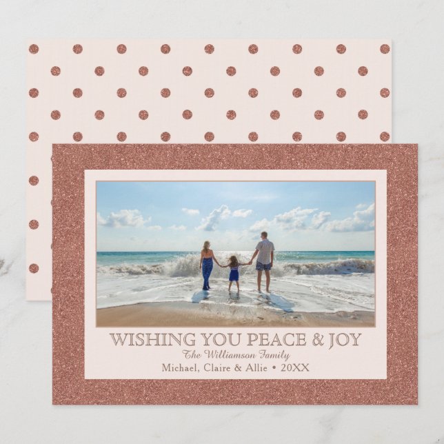 Rose Gold Faux Glitter | 1 Photo Holiday (Front/Back)