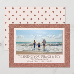 Rose Gold Faux Glitter 1 Photo Holiday Card