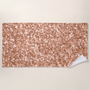 Rose-gold faux glitter beach towel