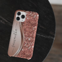 Rose Gold Faux Glitter Bling Handwritten name 