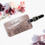 Rose Gold Faux Glitter Bling Personalized Metal Luggage Tag<br><div class="desc">This design may be personalized in the area provided by changing the photo and/or text. Or it can be customized by clicking Personalize this Template and then choosing the click to customize further option and delete or change the colour of the background, add text, change the text colour or style,...</div>