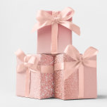 Rose Gold Faux Glitter Blush Ombre Mix Wrapping Paper Sheet<br><div class="desc">Stylish modern blush and rose gold faux glitters ombre wrapping paper. One ombre are two colours... blush and a rosy pink. The background colour can be changed. The other two feature faux rose gold bokeh glitters in two shades. One side is unfocused with the bokeh, the other granulated like glitter....</div>