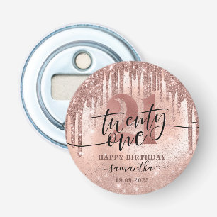 Rose Gold Faux Glitter & Foil 21st Birthday Bottle Opener