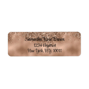 Rose Gold Faux Glitter & Foil Return Address Label