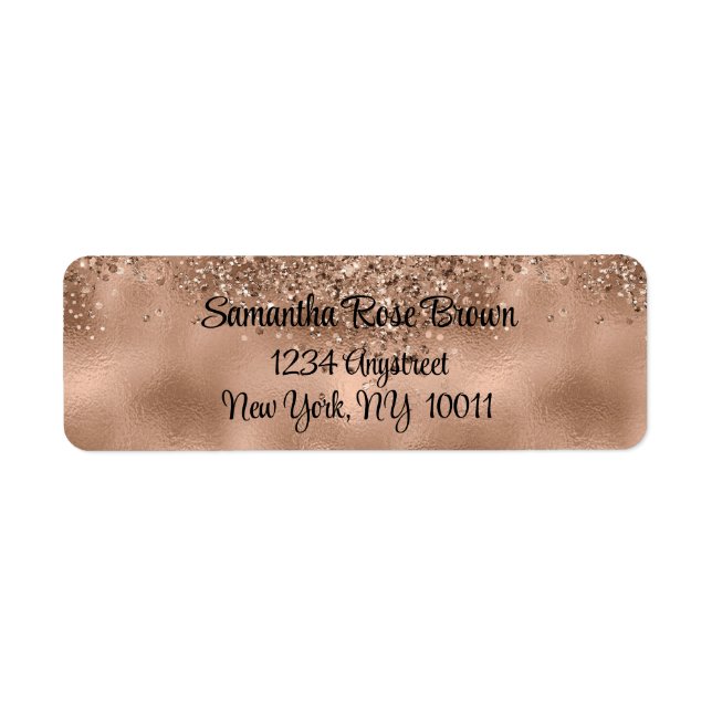 Rose Gold Faux Glitter & Foil Return Address Label (Front)