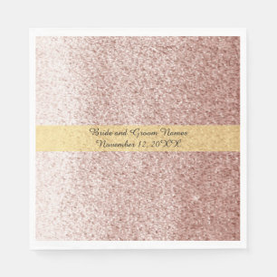 Rose Gold Faux Glitter Gold Band Napkin