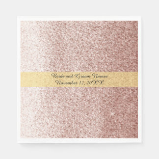 Rose Gold Faux Glitter Gold Band Napkin