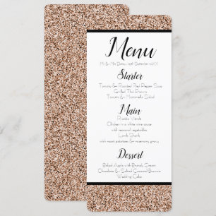 Rose Gold Faux Glitter Menu Invitation