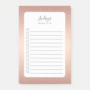 Rose Gold Faux Glitter Monogrammed To Do List Post-it Notes