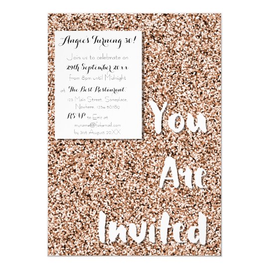 Rose Gold Faux Glitter Party Invitation