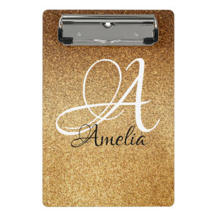 Rose Gold Faux Glitter Personalized ClipBoard