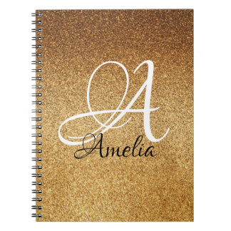 Rose Gold Faux Glitter Personalized Notebook