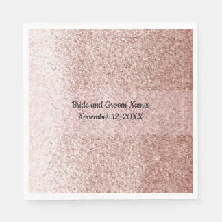 Rose Gold Faux Glitter Pink Band Napkin