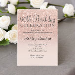 Rose gold faux glitter pink ombre 90th birthday invitation<br><div class="desc">A modern,  original and simple faux rose gold glitter ombre 90th birthday invitation on a fully customizable blush pink colour background. Ninetieth!</div>