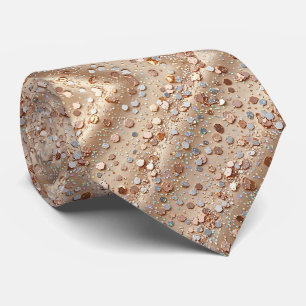 Rose Gold Faux Glitter + Silk   Luxury Gentleman's Tie