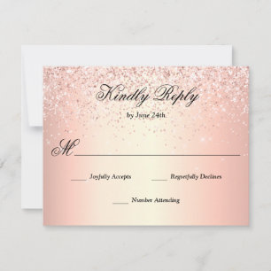 Rose Gold Faux Glitter Sparkle RSVP Card