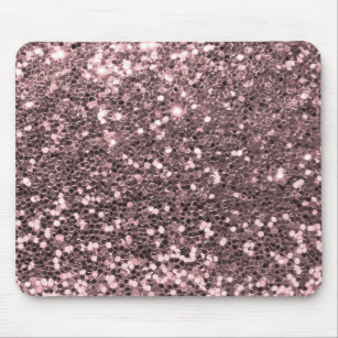 Rose Gold Faux Glitter Sparkles Mouse Pad