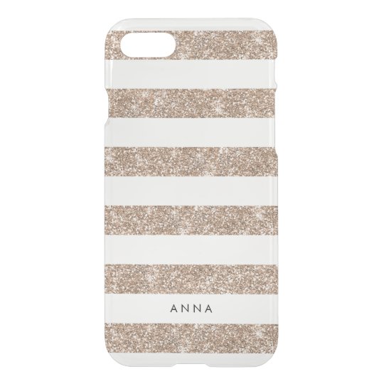 Rose Gold Faux Glitter Stripe iPhone 7 Case