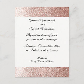 Rose Gold Faux Glitter Wedding Invitation