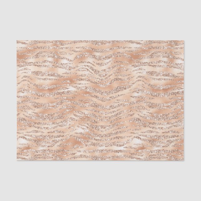 Rose Gold Faux Glitter Zebra Stripes Tissue Paper (Front)
