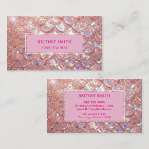 Rose gold faux iridescent Mermaid Scale Business Card