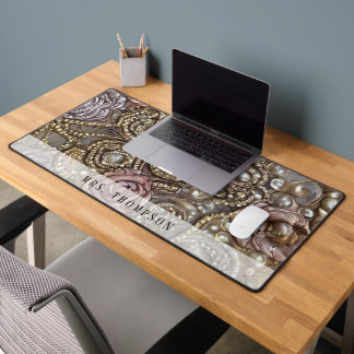 Rose Gold Faux Leather Personalized Desk Mat