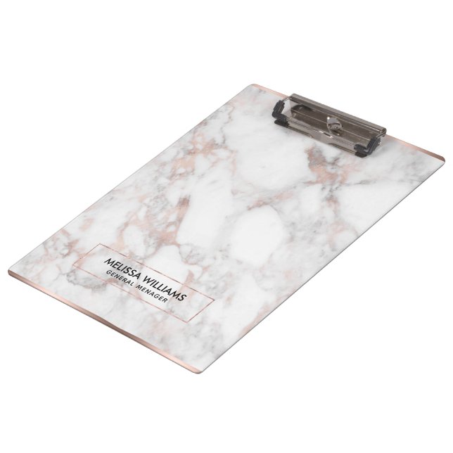 Rose-gold Faux Marble Border Frame Clipboard (Angled)
