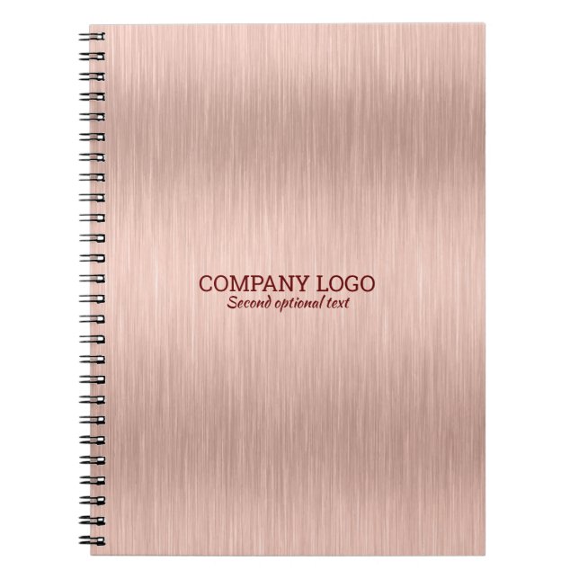 Rose-gold faux metallic brushed aluminum texture notebook (Front)