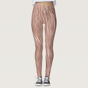 Rose Gold Faux Metallic Streak Patterned Leggings