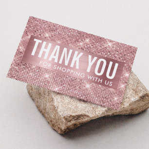 Rose Gold Faux Shimmer & Foil Business Thank You Card