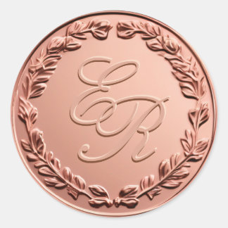 Rose Gold Faux Wax Envelope Seal Monogram Sticker