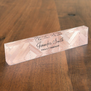 Rose Gold Faux Wood Pattern Nameplate