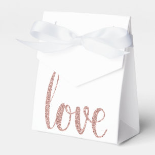 Rose gold favour boxes, love, glitter font favor box