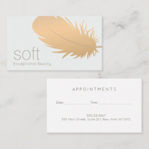 Rose Gold Feather Esthetician Appointment  Busine Business Card