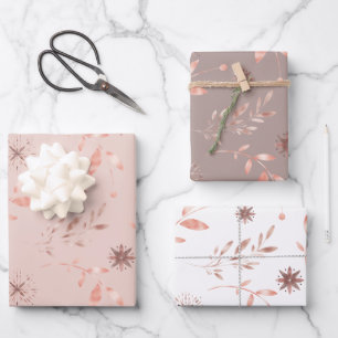 Rose Gold Fêtes de Noël Feuilles et Étoiles