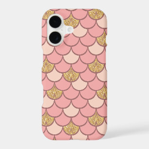 Rose gold fish scale pattern with glitter effect