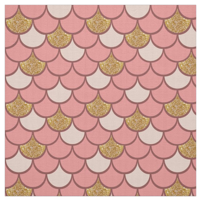 Rose gold fish scale pattern with glitter effect fabric (Swatch)