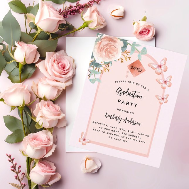 Rose gold floral arch budget Graduation Party (Creator Uploaded)