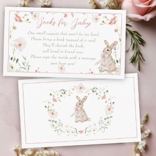 Rose Gold Floral Baby Bunny Baby Shower Enclosure Card