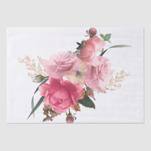 Rose Gold Floral Bouquet Watercolor Decoupage Tissue Paper