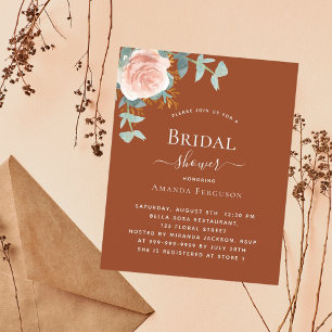 Rose gold floral burnt orange budget Bridal Shower