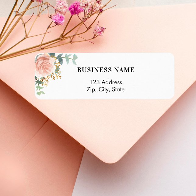 Rose gold floral business return address  (Creator Uploaded)