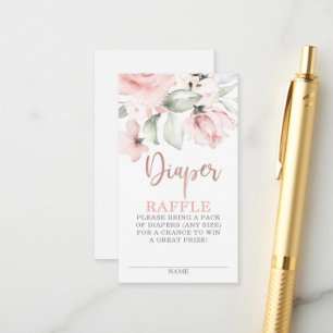 Rose gold floral Diaper Raffle Enclosure Card