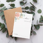 Rose gold floral eucalyotus wedding advice card<br><div class="desc">White background,  decorated with a large rose gold rose,  flower and eucalyptus greenery.  Personalize and add your names.</div>