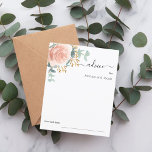 Rose gold floral eucalyotus wedding advice card<br><div class="desc">White background,  decorated with a large rose gold rose,  flower and eucalyptus greenery.  Personalize and add your names.

1 sheet = 1 advice card printed edge to edge.</div>