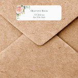 Rose gold floral eucalyptus return address<br><div class="desc">A rose gold and blush pink rose,  floral and eucalyptus greenery and faux gold foliage.  Personalize and add your name and address. Green letters.</div>