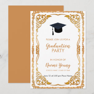 Rose Gold Floral Frame Invitation